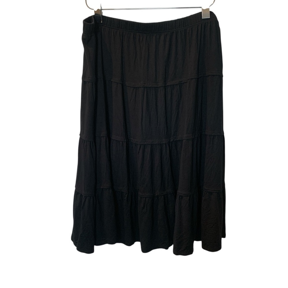 STYLE & CO Women’s Black Tiered Midi Skirt Large NWT